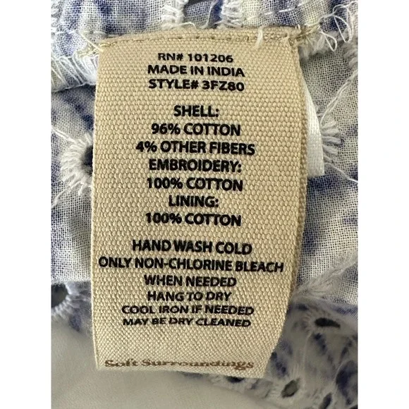 Soft Surroundings Kyoto Embroidered White Blue Eyelet Tiered Maxi Dress Sz PXL - Picture 12 of 12